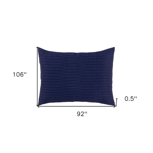 HomeRoots Indigo King Quilt - Luxurious Geometric Design, Soft Microfiber, All-Season Comfort, Easy Care! 479930
