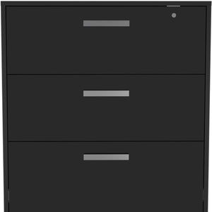 HomeRoots 35" Modern Black Wood Filing Cabinet with 3 Drawers – Stylish, Durable & Efficient Workspace Organizer 479949
