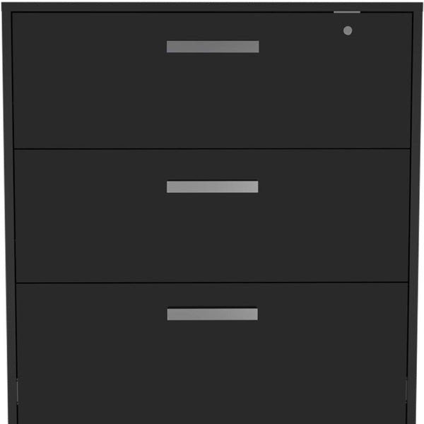 HomeRoots 35" Modern Black Wood Filing Cabinet with 3 Drawers – Stylish, Durable & Efficient Workspace Organizer 479949
