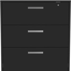 HomeRoots 35" Modern Black Wood Filing Cabinet with 3 Drawers – Stylish, Durable & Efficient Workspace Organizer 479949