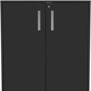 HomeRoots 35" Black Wood Rolling Storage Cabinet - Stylish Mobile Organizer with Hidden Storage & Shelves 479950