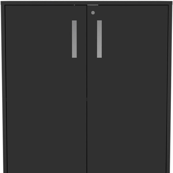 HomeRoots 35" Black Wood Rolling Storage Cabinet - Stylish Mobile Organizer with Hidden Storage & Shelves 479950