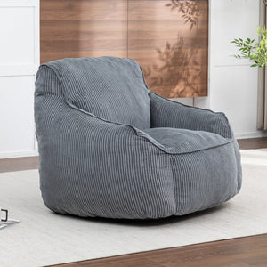 English Elm Giant Corduroy Bean Bag Sofa with Armrests Foam Filled Cozy Adult Lounge Chair Dark Gray W2200P442800