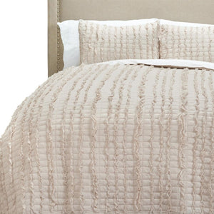 HomeRoots Blush Striped Queen Quilt - Soft Cotton Comfort, All-Season Lightweight Coverlet for Elegant Bedrooms 479970