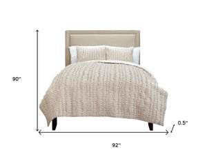 HomeRoots Blush Striped Queen Quilt - Soft Cotton Comfort, All-Season Lightweight Coverlet for Elegant Bedrooms 479970