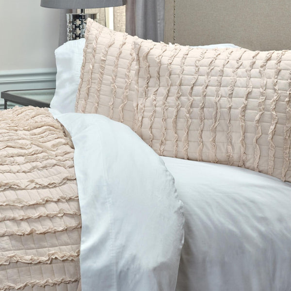 HomeRoots Blush Striped Queen Quilt - Soft Cotton Comfort, All-Season Lightweight Coverlet for Elegant Bedrooms 479970