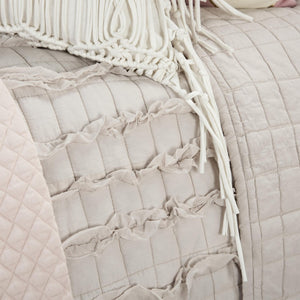 HomeRoots Blush Striped Queen Quilt - Soft Cotton Comfort, All-Season Lightweight Coverlet for Elegant Bedrooms 479970