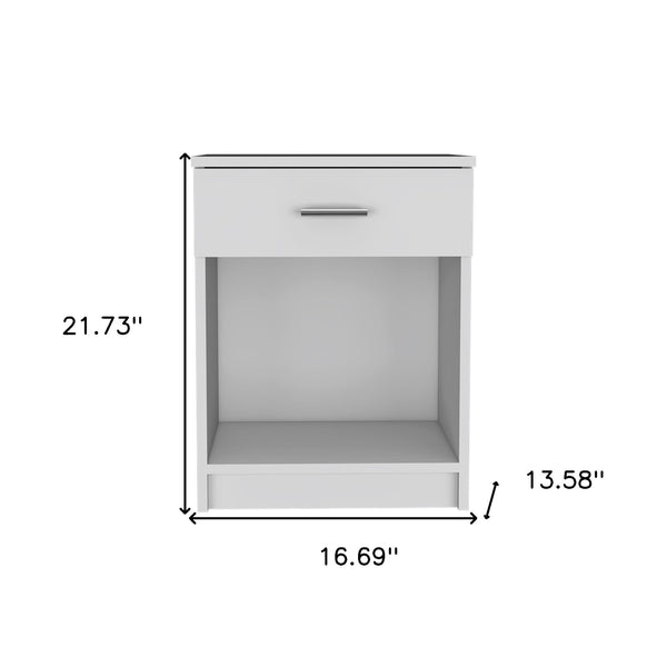 Homeroots 22" White One Drawer Faux Wood Nightstand   479972