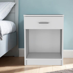 Homeroots 22" White One Drawer Faux Wood Nightstand   479972