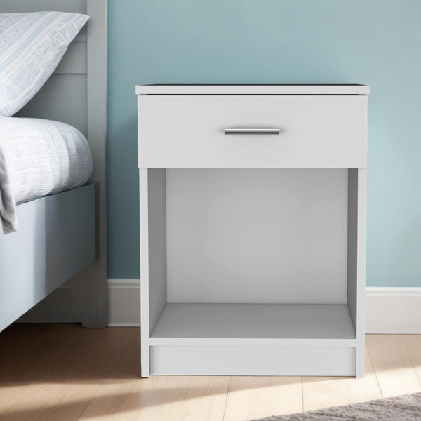 Homeroots 22" White One Drawer Faux Wood Nightstand   479972