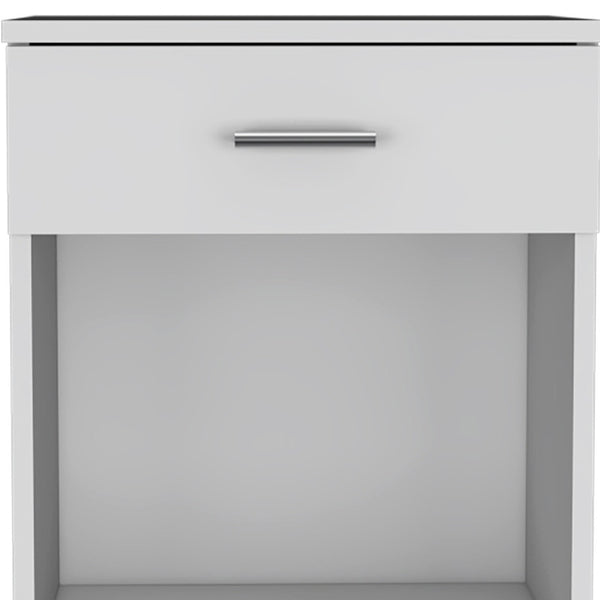 Homeroots 22" White One Drawer Faux Wood Nightstand   479972