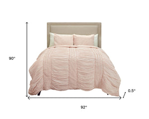 HomeRoots Pink Geometric Queen Quilt - Soft Cotton Comfort with Elegant Design & Year-Round Warmth for Bedrooms 479973