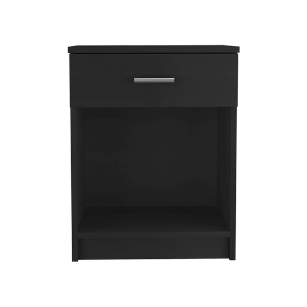 Homeroots 22" Black One Drawer Faux Wood Nightstand   479974