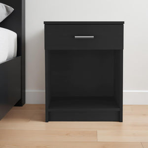 Homeroots 22" Black One Drawer Faux Wood Nightstand   479974