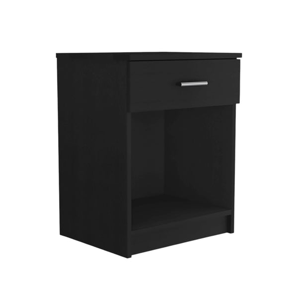 Homeroots 22" Black One Drawer Faux Wood Nightstand   479974