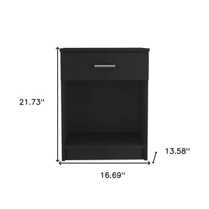Homeroots 22" Black One Drawer Faux Wood Nightstand   479974