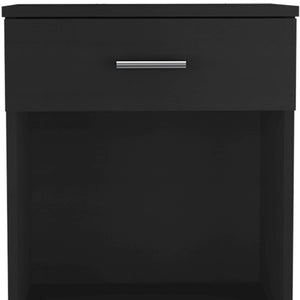Homeroots 22" Black One Drawer Faux Wood Nightstand   479974