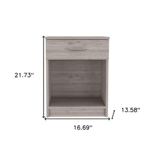 Homeroots 22" Light Gray One Drawer Faux Wood Nightstand   479976