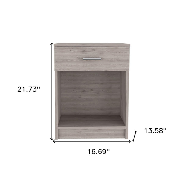 Homeroots 22" Light Gray One Drawer Faux Wood Nightstand   479976