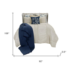HomeRoots Ivory Geometric King Quilt - Luxurious Cotton, Hypoallergenic Fill, Timeless Design for Every Bedroom 479982