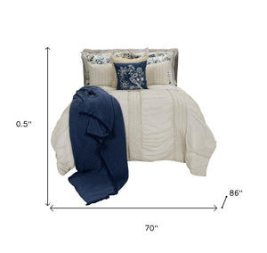 HomeRoots Ivory Geometric Quilt: Elegant Cotton Blanket for All-Season Comfort, Lightweight & Timeless Design 479984