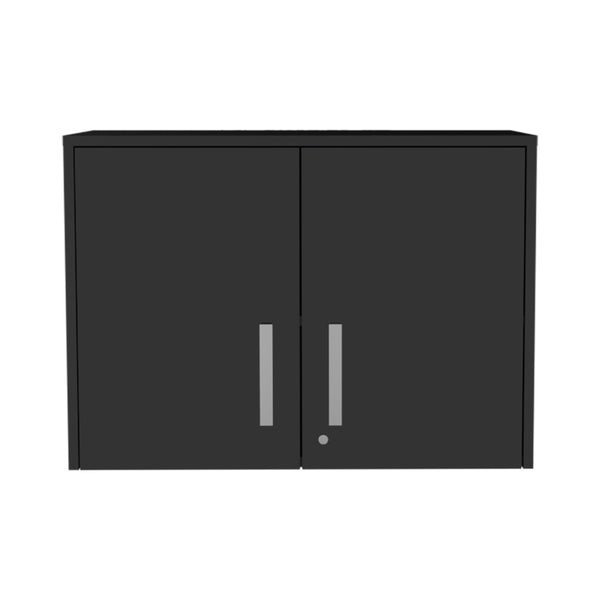 HomeRoots 20" Black Wood Wall-Mounted Storage Cabinet – Modern Industrial Design for Versatile Storage Solutions 479987