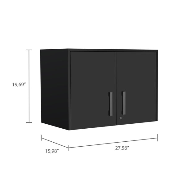 HomeRoots 20" Black Wood Wall-Mounted Storage Cabinet – Modern Industrial Design for Versatile Storage Solutions 479987