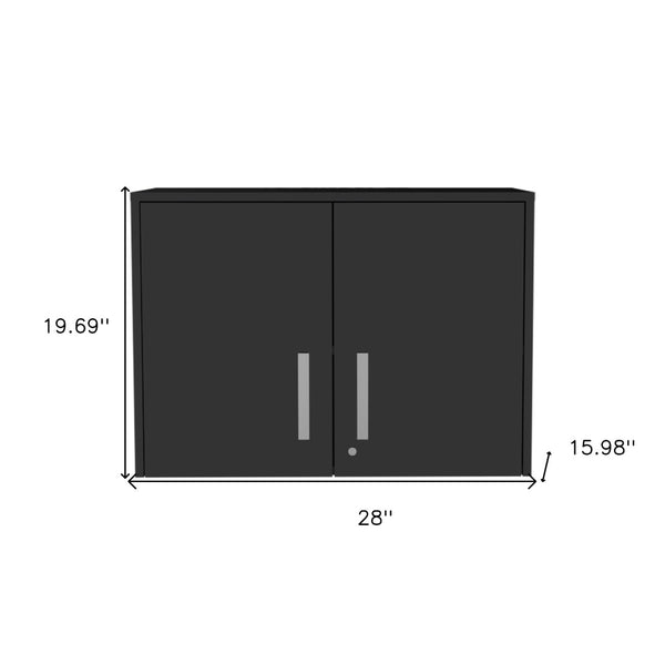 HomeRoots 20" Black Wood Wall-Mounted Storage Cabinet – Modern Industrial Design for Versatile Storage Solutions 479987