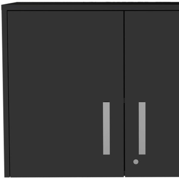 HomeRoots 20" Black Wood Wall-Mounted Storage Cabinet – Modern Industrial Design for Versatile Storage Solutions 479987