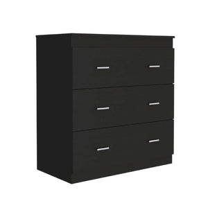 Homeroots 32" Black Three Drawer Dresser  Manufactured Wood 479991