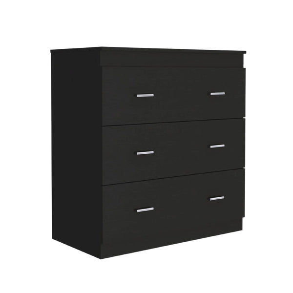 Homeroots 32" Black Three Drawer Dresser  Manufactured Wood 479991