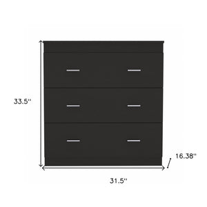 Homeroots 32" Black Three Drawer Dresser  Manufactured Wood 479991