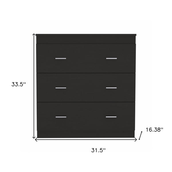 Homeroots 32" Black Three Drawer Dresser  Manufactured Wood 479991