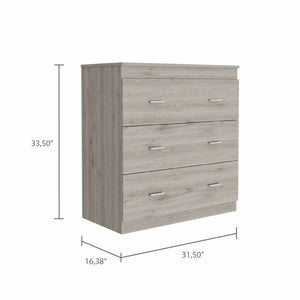 Homeroots 32" Light Gray Three Drawer Dresser  Manufactured Wood 479992