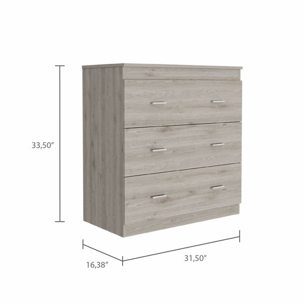 Homeroots 32" Light Gray Three Drawer Dresser  Manufactured Wood 479992