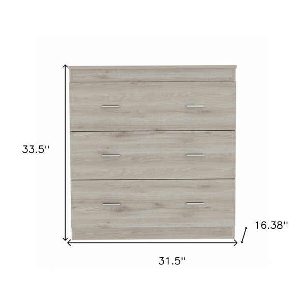 Homeroots 32" Light Gray Three Drawer Dresser  Manufactured Wood 479992