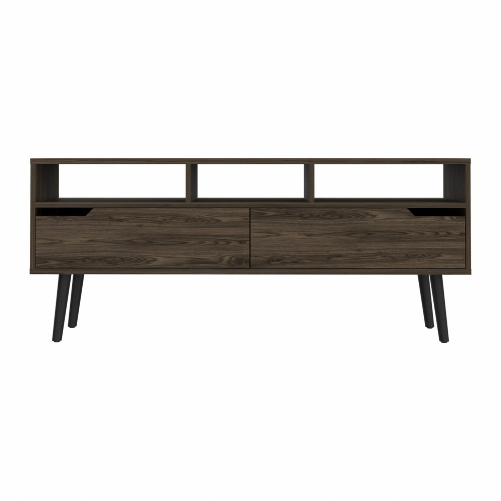 Homeroots 54" Dark Brown Walnut Enclosed And Open Storage Tv Stand  Manufactured Wood 479996