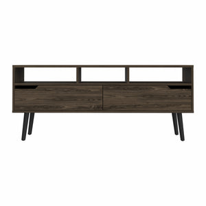 Homeroots 54" Dark Brown Walnut Enclosed And Open Storage Tv Stand  Manufactured Wood 479996