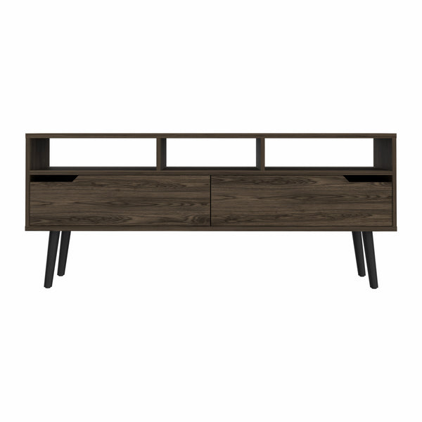 Homeroots 54" Dark Brown Walnut Enclosed And Open Storage Tv Stand  Manufactured Wood 479996