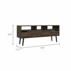 Homeroots 54" Dark Brown Walnut Enclosed And Open Storage Tv Stand  Manufactured Wood 479996
