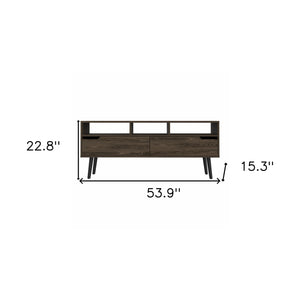 Homeroots 54" Dark Brown Walnut Enclosed And Open Storage Tv Stand  Manufactured Wood 479996