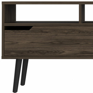 Homeroots 54" Dark Brown Walnut Enclosed And Open Storage Tv Stand  Manufactured Wood 479996