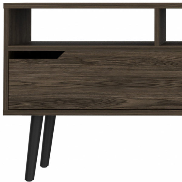 Homeroots 54" Dark Brown Walnut Enclosed And Open Storage Tv Stand  Manufactured Wood 479996