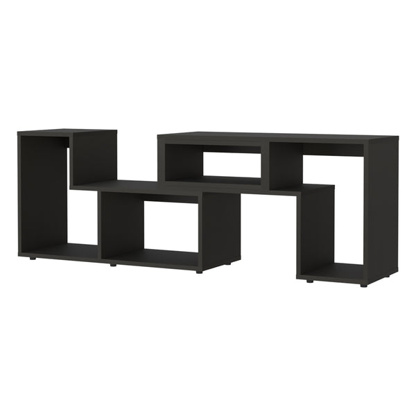 Homeroots 63" Black Open Shelving Tv Stand  Manufactured Wood 479997
