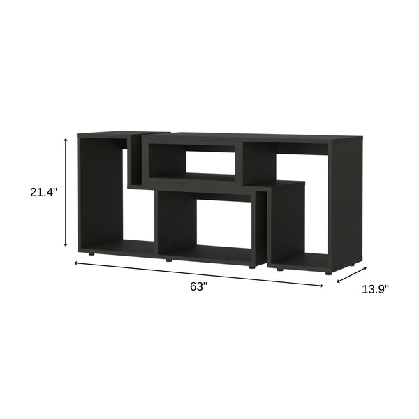Homeroots 63" Black Open Shelving Tv Stand  Manufactured Wood 479997