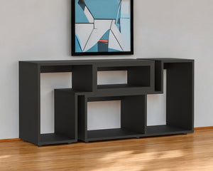 Homeroots 63" Black Open Shelving Tv Stand  Manufactured Wood 479997