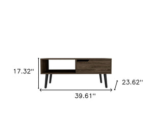 Homeroots 40" Brown And Black Coffee Table With Drawer And Shelf   479999
