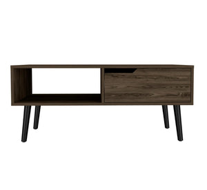 Homeroots 40" Brown And Black Coffee Table With Drawer And Shelf   479999