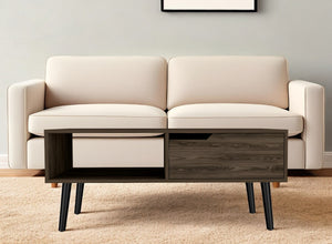 Homeroots 40" Brown And Black Coffee Table With Drawer And Shelf   479999