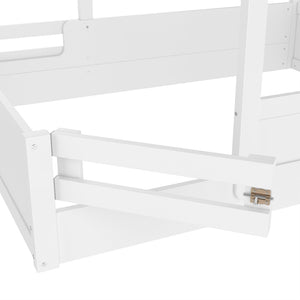 English Elm Twin Low Loft Bed Solid Pine Frame with Built-in Led Lighting and Storage Shelves Light White W1580P396332